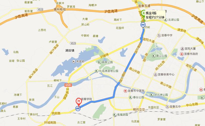 宜春学院交通路线图